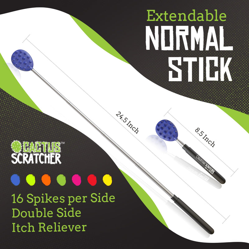 [Australia] - Cactus Scratcher Back Scratcher, Retractable Backscratchers for Men, Women & Kids, One-Hand Itch-Relief Scratchers with Long Handle, Extendable to 24.5 Inches, Original Stick, Blue Extendable Original Stick 