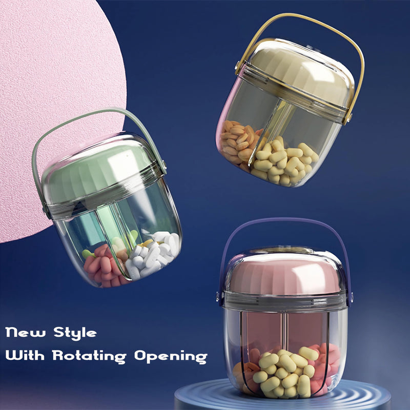 MURRI&MURRDI Pill Organizer with 4 Compartments, Travel Pill Box Small Portable Medicine Bottle, Anti-Mixing & Wide Opening, Compact Pill Container Holder for Vitamin Fish Oil Medication (F Green) F Green 4 Cells