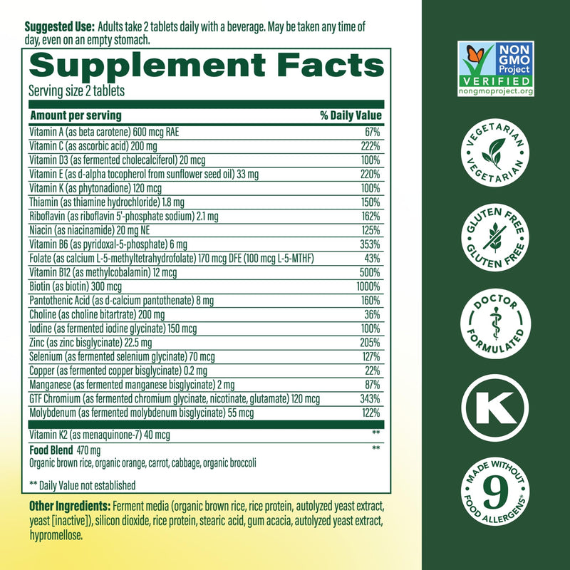 MegaFood Advanced Multivitamin for Men, Doctor Formulated, 60 Tablets | Immune Support, Cellular Energy, Heart & Brain Health, Choline, Methylfolate, Vitamin C, D3, Zinc, Vegetarian, 30 Servings 60 Count (Pack of 1)