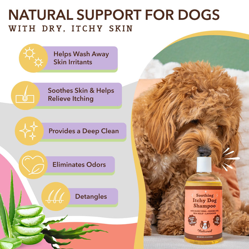 Natural Dog Company Itchy Dog Shampoo (12 oz) Bundle with Wild Alaskan Salmon Oil (16 oz) | Hypoallergenic Shampoo and Sensitive Skin Supplement | Soothing Relief for Recurring Skin Conditions - PawsPlanet Australia