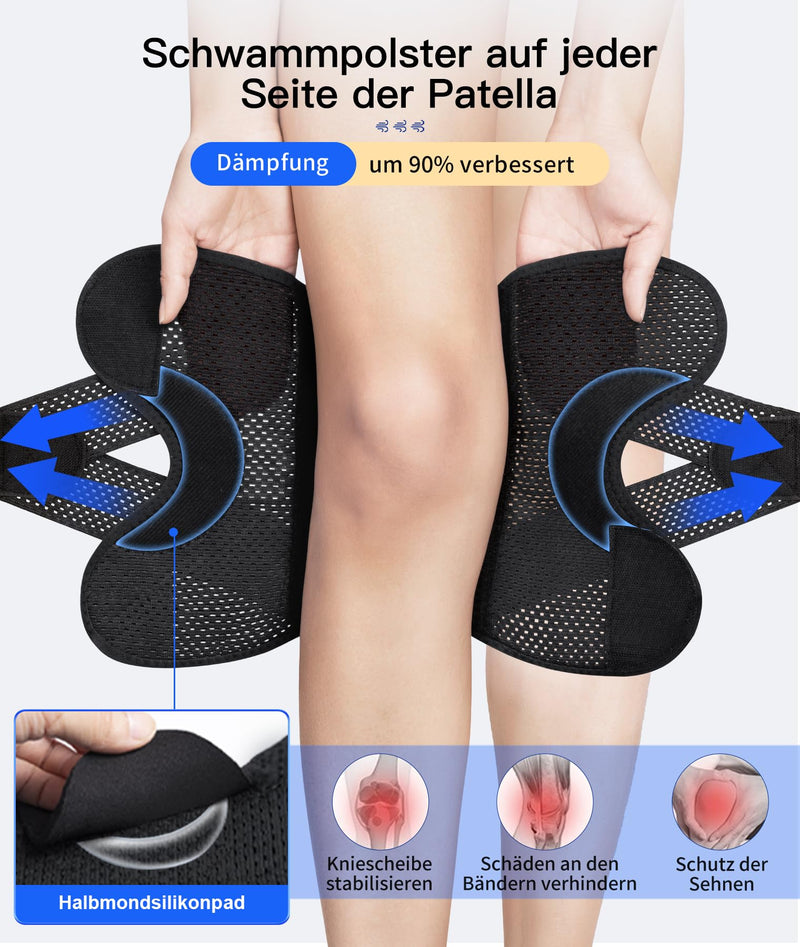 [Australia] - ZEAMO knee support with patella gel pads for women and men, knee support with stabilizers and Velcro fastener for meniscus osteoarthritis, knee supports sport black 4XL 