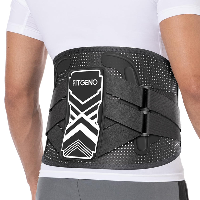 [Australia] - Back Brace for Lower Back Pain Relief: Adjustable Support with Ergonomic Lumbar Pad for Herniated Disc Sciatica and Lumbar Strain - Breathable Design for Men & Women (L/XL) Large/X-Large Black 