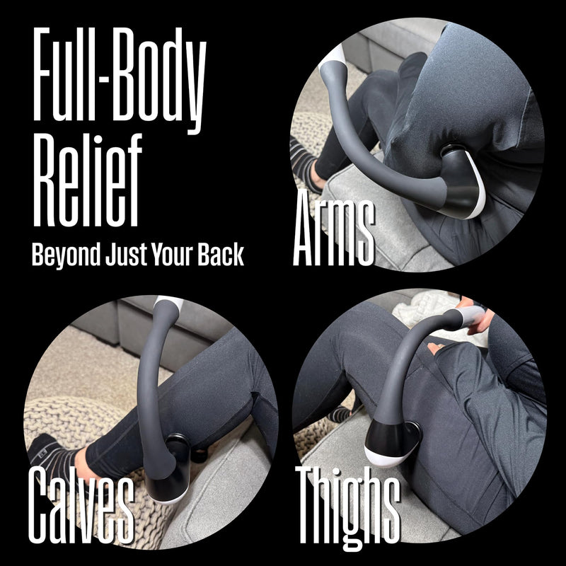 [Australia] - Westinghouse Long Handle Curved Massage Gun for Neck & Shoulder Pain, Rechargeable, Up to 5 Hours of Battery, 4 Head Attachments, 5 Percussion Massage Speed Levels, Deep Tissue Self Massager 