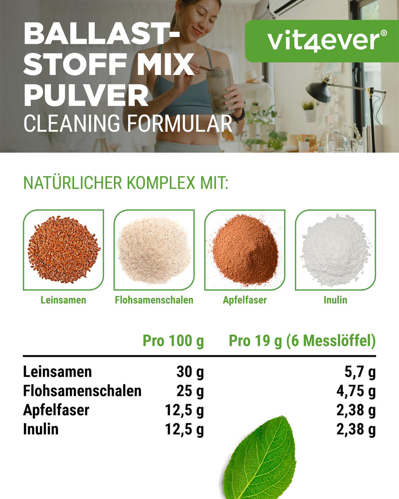 [Australia] - Combination of fiber - 400 g powder with psyllium husk, inulin (prebiotic), apple fiber, linseed - high in fiber - vegan - with natural pineapple flavor - premium quality 