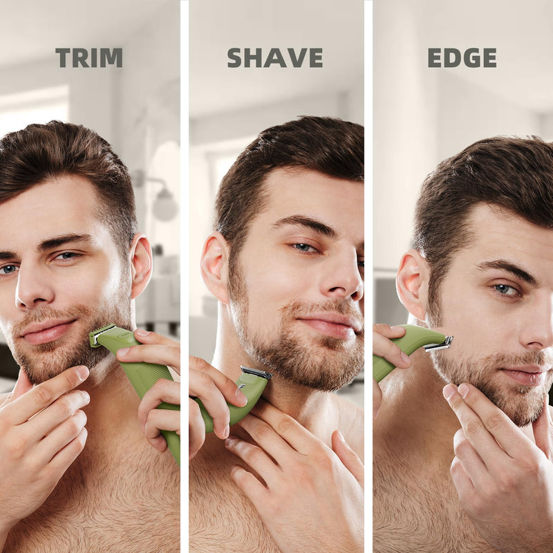 [Australia] - VIKICON Body Hair Trimmer for Men & Women: Safety Electric Razor for Pubic, Legs, Chest, Face w/Dual-Sided Single Blade & 5 Guide Combs, Waterproof Smooth Intimate Shaver, 150min Long Battery Life 