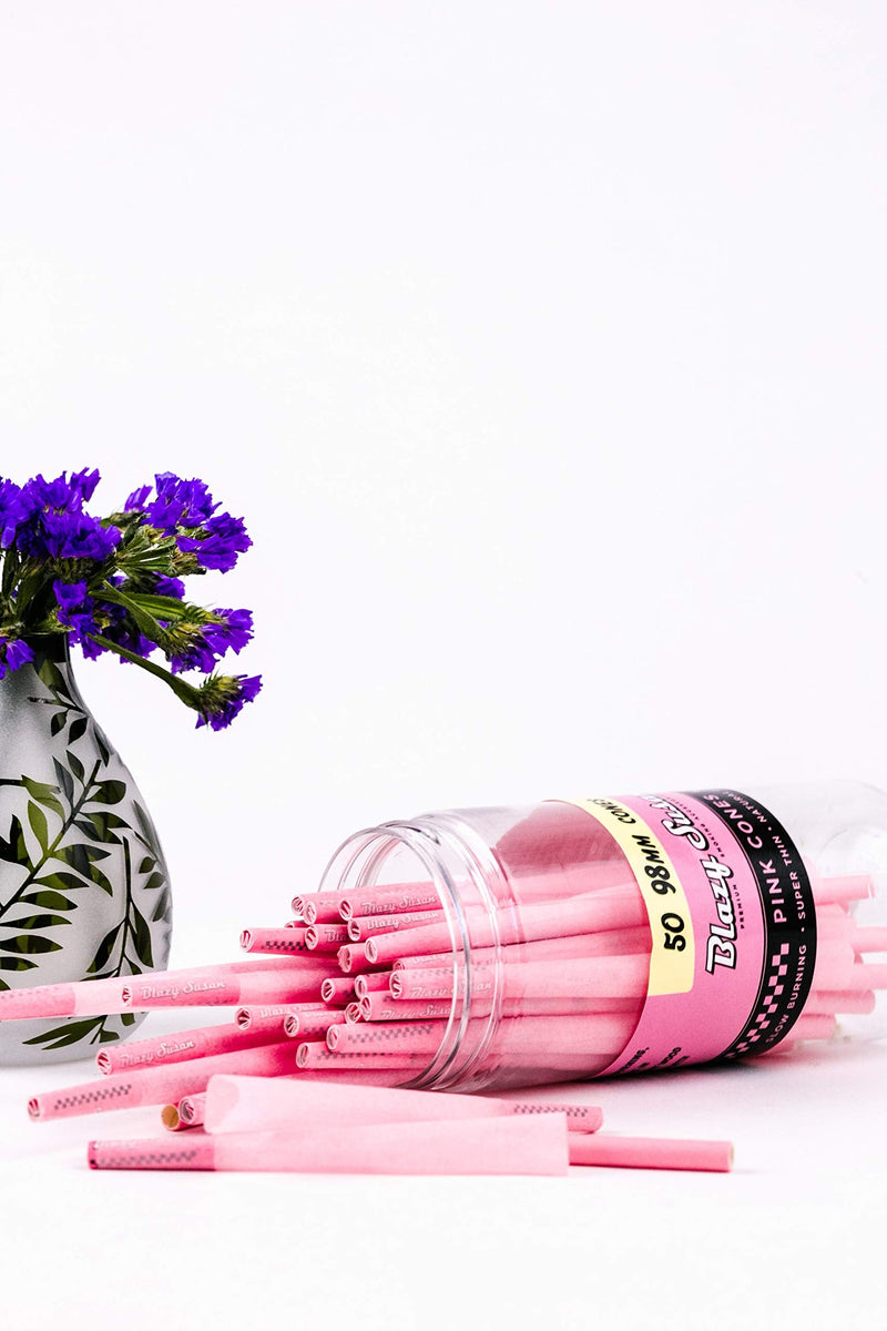 [Australia] - Blazy Pink Cones 50ct Pack | Pink Rolling Cones | Vegan & Smooth Burning | Blazy Susan Quality Smoking Accessories 50 Count (Pack of 1) 