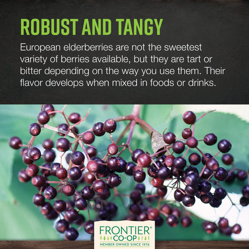[Australia] - Frontier Co-op Organic Dried Elderberries, 1lb Bulk Bag, European Whole | Kosher and Non-GMO Organic Elderberry Berries Dried, for Tea, Immune Support 