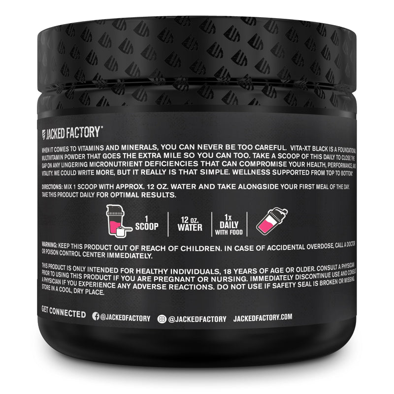 Jacked Factory Vita XT Performance Vitamin Powder - Daily Multivitamin Powder for Men with KSM-66 Ashwagandha, Prebiotic Fiber, Vitamin A, C, D, K, B6, B12, & More - Fruit Punch, 30Sv