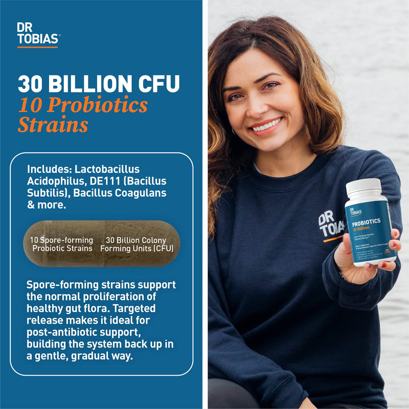 Dr. Tobias Probiotics 30 Billion & Prebiotics Supporting Digestion & Gut Health