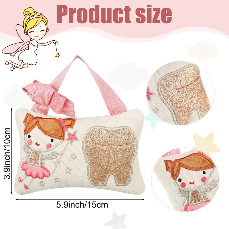 [Australia] - Qunclay Tooth Fairy Pillow with Pocket Kids Tooth Pillow Tooth Keepsake Pouch Tooth Fairy Gifts for Girl and Boy, 3.9 x 5.9 Inches (Sweet Style) 