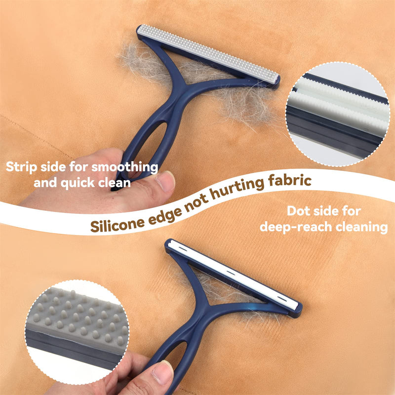 [Australia] - Pet Hair Remover - 4 Pack Dog Cat Hair Remover for Couch Furnitures, Reusable Lint Remover Shaver Portable Carpet Rake Scraper Brush for Blanket,Clothing, Pet Towers, Car Upholstery Blue 