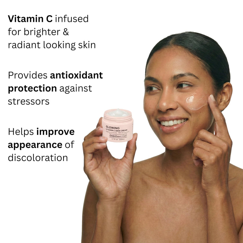 Global Beauty Care Glowing Vitamin C Skin Cream - Radiant Face Moisturizer to Improve Appearance of Uneven Skin Tone with Niacinamide, AHA & Vitamin E, Antioxidant Glow Support, 1.7 fl oz (1 Pack) 1.7 Fl Oz (Pack of 1)
