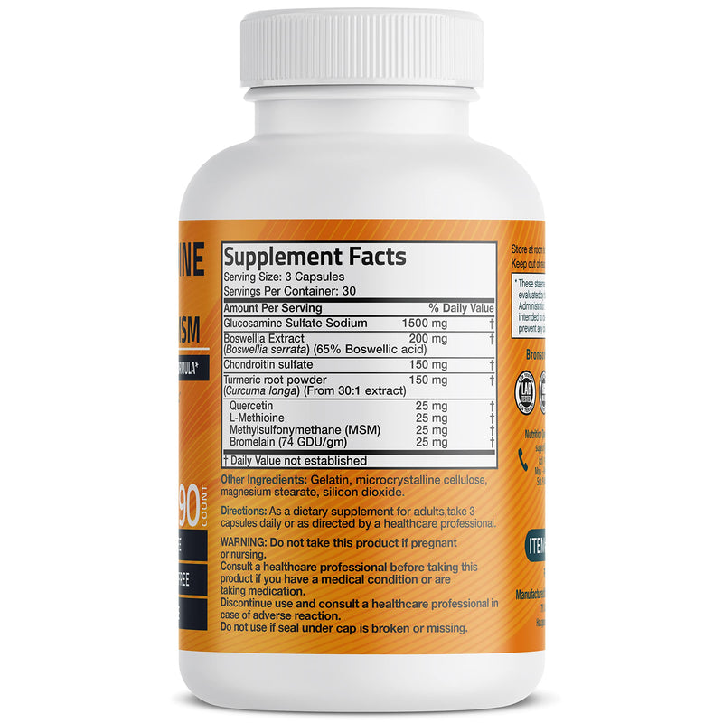 [Australia] - Bronson Glucosamine Chondroitin Turmeric & MSM Advanced Joint & Cartilage Formula, Supports Healthy Joints, Mobility & Cartilage - Non-GMO, 90 Capsules 90 Count (Pack of 1) 