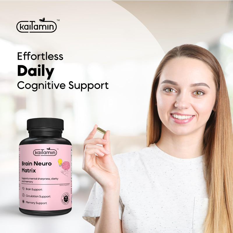 [Australia] - Nootropic Vitamin Brain Matrix- Ginkgo Biloba, Huperzine A, Bacopa Monnieri, L-Carnitine, Phosphatidylserine - Memory, Focus & Aging Support - 90 Tablets 3 Months' Supply. Decaffeinated 