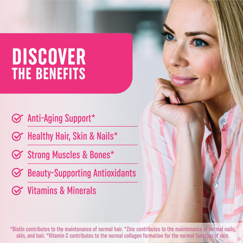 Collagen Gummies for Women | 200mg Hydrolyzed Collagen + 2500mcg Biotin, with Vitamin C, E & Zinc | Anti Aging, Hair Growth, Skin, Strong Nails | Non-GMO Collagen Supplements for Women | 60 Count