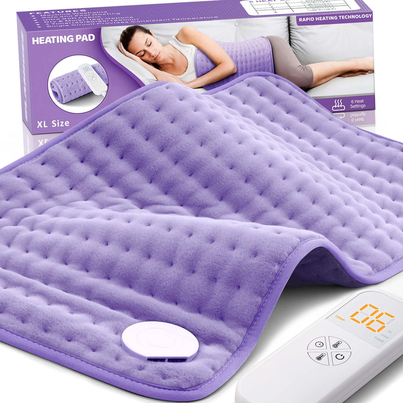 [Australia] - Heating Pad for Back Pain Cramps Relief - Electric Heating Pad for Neck/Shoulder/Muscle Pain - 6 Heat Settings, Auto Off, Moist Heat Options, Machine Washable, Christmas Gifts for Women,Mom,Sister -XL 12"x24" Women Gifts 