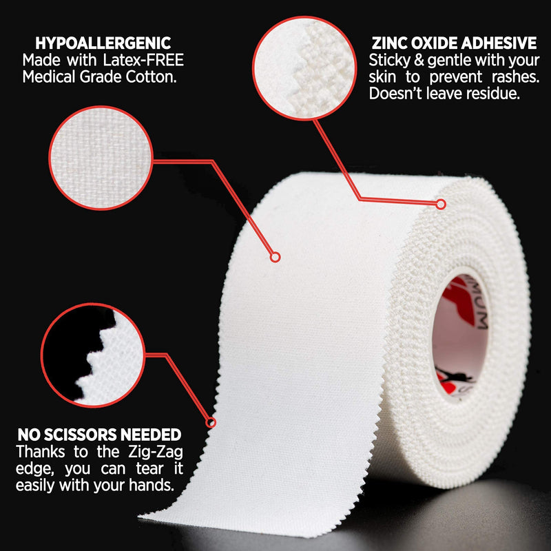 Athletic Tape Extremely Strong: 11 Rolls + 3 Finger Tape. Easy to Apply & No Sticky Residue. Sports Tape for Boxing, Football or Climbing. Enhance Wrist, Ankle & Hand Protection Now