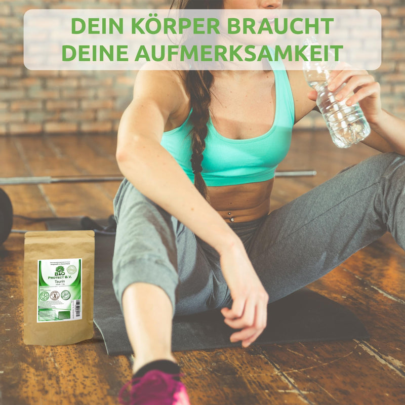 [Australia] - Taurine powder 1 kg 100% vegan and pure without additives! 1000g pure taurine without magnesium stearate - Bio Protect BV premium dietary supplement 