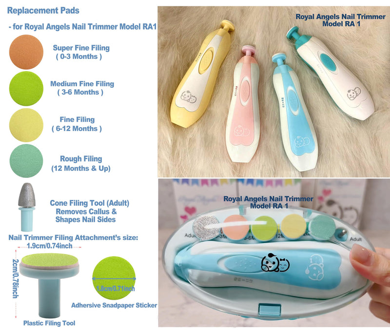 [Australia] - Electric Nail Trimmer Replacements,13 in 1- Baby Electric Nail Buffer Sandpaper Pads (Assorted Pads with Green Base) 