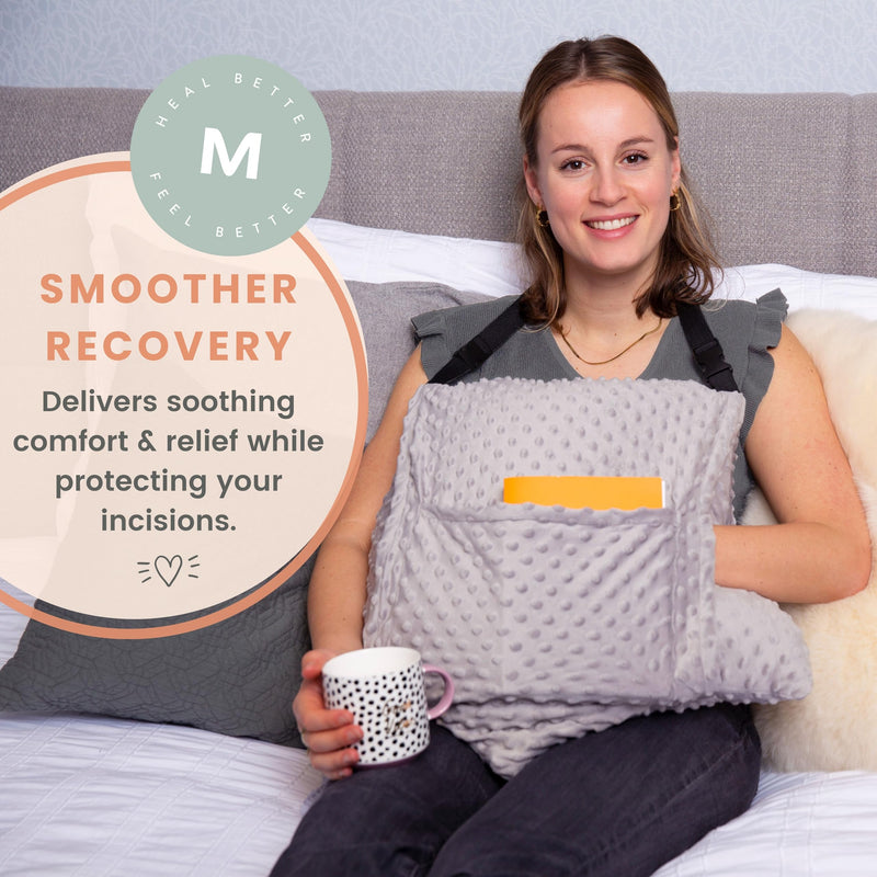 [Australia] - MOYOAMA Hysterectomy Pillow Post Surgery for Hysterectomy Recovery Must Haves- Surgery Pillow for Abdomen, Abdominal and C Section Recovery Supplies, Tummy Tuck and Abdominal Surgery Gifts Moonlight Grey 