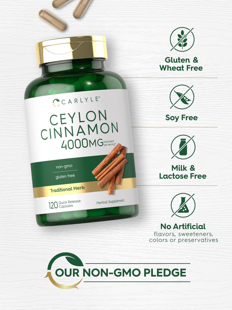 [Australia] - Carlyle Ceylon Cinnamon Capsules | 120 Count | 60 Servings | Non-GMO and Gluten Free 