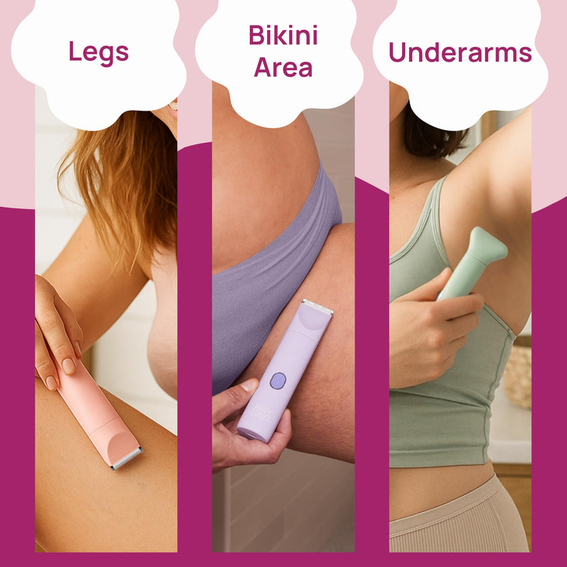 HAPPY CURVES Smoothie 2.0 Bikini Trimmer - Electric Razor for Women, Waterproof Hair Groomer with Adjustable Guards, Personal Shaver for Pubic Hair, Ladies Intimate Shaver and Body Trimmer (Berry) Berry