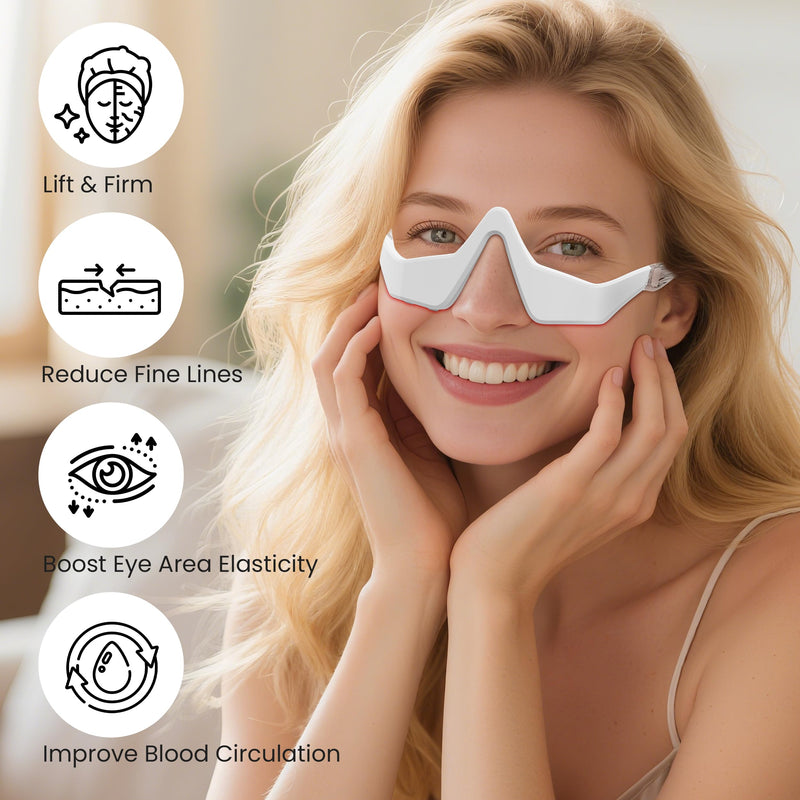 [Australia] - Under Eye Red Light Therapy Device, Red Light Therapy Glasses for Eyes Light-Weight Eye Massager for Reducing Dark Circles and Puffiness, Smoothing Fine Lines 