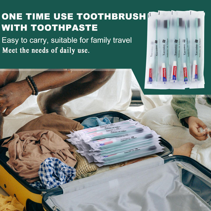[Australia] - Disposable Toothbrushes with Toothpaste,30 Pack Green Individually Wrapped Disposable Travel Toothbrushes Kit in Bulk for Homeless,Nursing Home,Hotel,Charity 30 