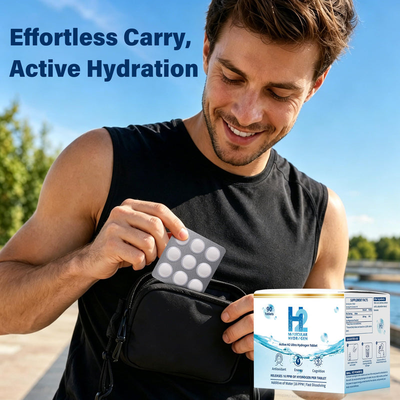 90 Count H2 Molecular Hydrogen Water Effervescent Tablets - 100mg Magnesium per Tablet,Raspberry Flavor Promotes Hydration, Optimal Energy