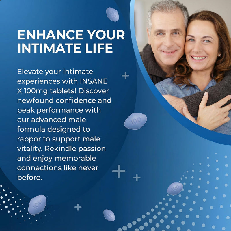 INSANE X - 20 Extra Strong Pills for Men UK - Natural Fast-Acting Maca Ginseng Tablets for Men - for Enhanced Performance