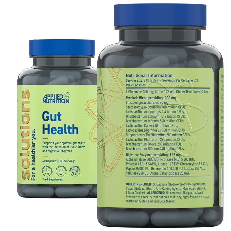 Applied Nutrition - Solutions - Gut Health - Advanced Digestive Support - Best Gut Repair - Best Immune Booster - Optimal Health Benefit - (60 Capsules – 30 Servings)