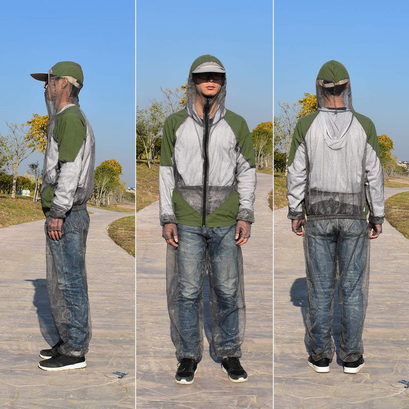 [Australia] - Lixada Mosquito Suit Insect Jacket Mesh Hooded Suits Men Women Ultra Fine Mesh Insect Repellent Mosquito Repellent Clothing for Outdoor Fishing Hiking Camping Gardening Agriculture Hunting L 