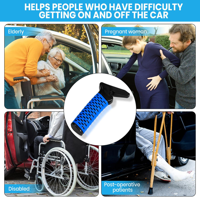 [Australia] - Elderly Car Door Handle Assist Support - Auto Grab Cane for Seniors & Handicapped, Portable Mobility Aids for Getting Out of Car- Blue, 2 Pack 