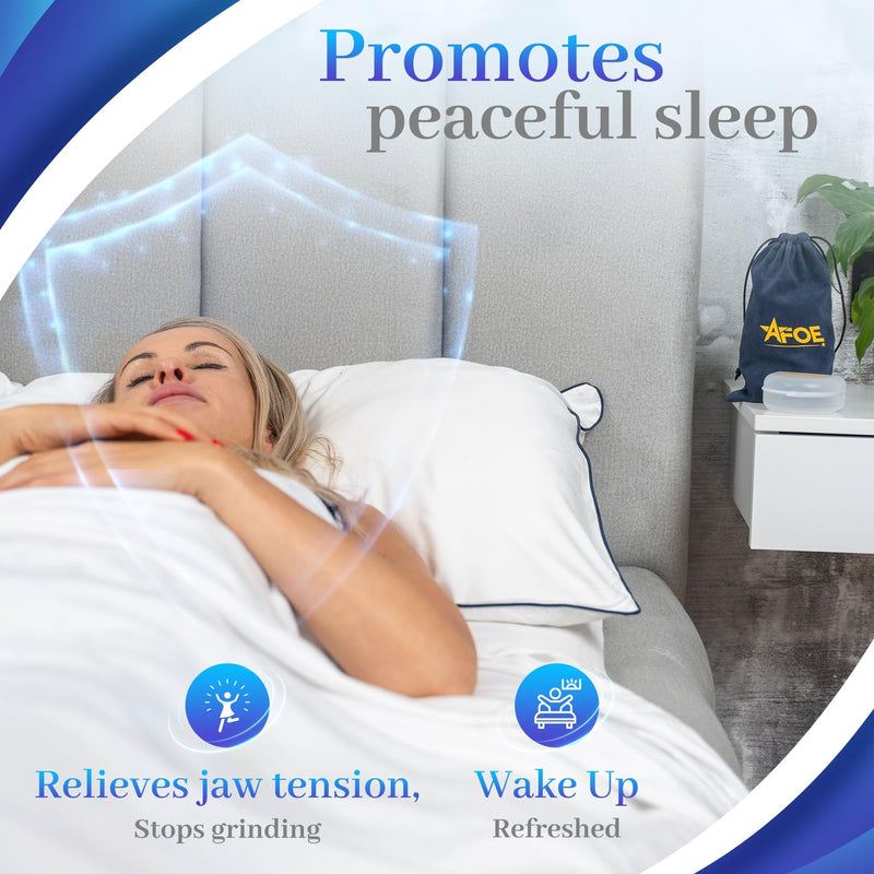 [Australia] - Bruxism Night Guard for Teeth Grinding & TMJ Relief, Premium Comfort Nose Breathing Oxygen Kit – 2-Pack (Clear & Blue), BPA & Latex-Free, Custom Dental Guards, Travel Cases & Brush – by AFOE 