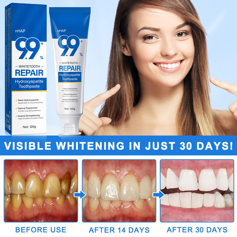 [Australia] - 9.9% Hydroxyapatite Toothpaste - 2 Pack, Cleans and Cares for Oral Health, Freshens Breath, Non-Irritating, Natural and Safe, 8.46 Oz 