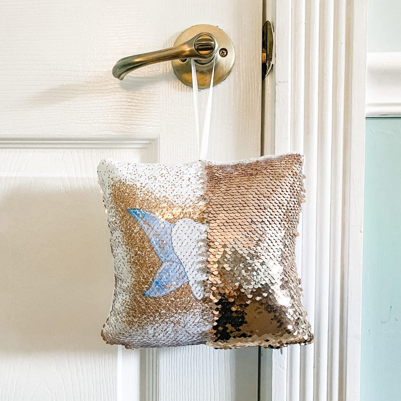 [Australia] - Tooth Fairy Pillow Kit for Girls and Boys - Tooth Fairy Evidence Kit with Tooth Fairy Bag - Multi Color Reversible Sequin and Large Pocket - Tooth Pillow with Letter & 2 Customizable Certificates Rose/Champagne 