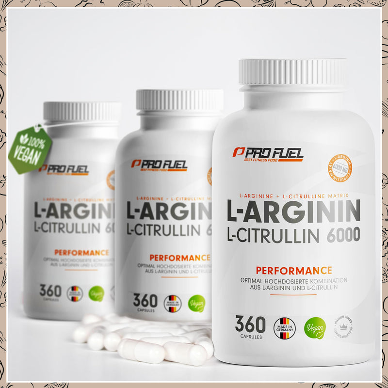 [Australia] - L-arginine + L-citrulline malate capsules 360x - optimally high dose with 6000 mg per day of L-arginine (2400 mg) + L-citrulline malate (3600 mg) - without additives - laboratory tested with certificate - vegan 1x 360 capsules 