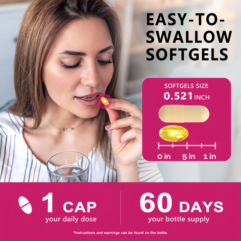 Calcium Supplements for Women Softgels, High Absorption Calcium Citrate Supplement Essential Mineral Calcium 1200 mg with Vitamin D3 Magnesium for Bone Health Support, Non-GMO, 2 Month Supply