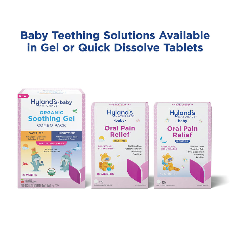 [Australia] - Hyland's Naturals Baby - Organic Day/Night Soothing Gel Combo Pack, Natural Relief of Oral Discomfort, Irritability & Swelling, Easy-to-Apply, Ages 2 Months & Up, 1.06 Ounce (2 Tubes of 0.53 oz.) Oral Gel – Day/Night Combo 