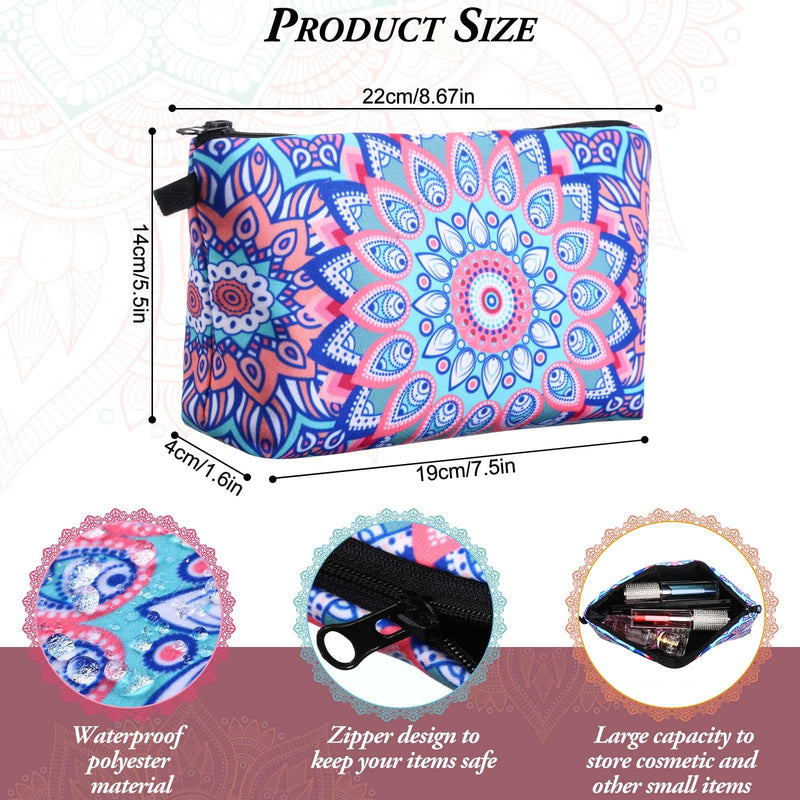 20 Pcs Bulk Makeup Bag for Women Appreciation Gifts for Teacher Canvas Cosmetic Bags with Zipper Pouches Waterproof Travel Toiletry Organizer for Girls Mother Teacher Nurse Bridesmaids (Mandala) 20 Mandala