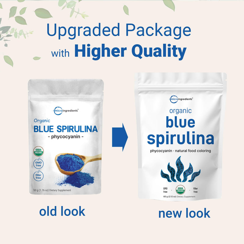 [Australia] - Organic Blue Spirulina Powder (Phycocyanin Extract), 60 Servings - No Fishy Smell, 100% Vegan Protein from Blue-Green Algae, Natural Luminous Food Coloring for Smoothies, Baking, Drinks & Cooking 