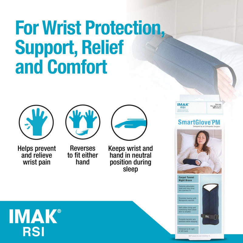 [Australia] - Brownmed IMAK RSI SmartGlove PM - Wrist Brace for Carpal Tunnel & Tendonitis - Nighttime Splint Glove for Men & Women 
