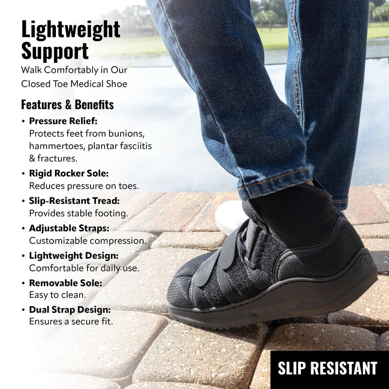 High Medical Shoe Closed Toe, Size M, Walking Boot & Foot Brace, Post Op/Orthopedic Boot for Injured Foot for Men and Women Medium