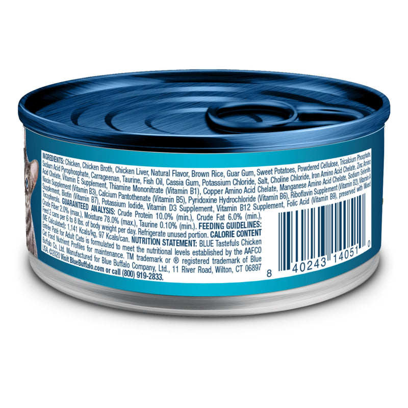 Blue Buffalo Tastefuls Chicken Paté Wet Cat Food, 3 oz, 24 ct | Real Chicken First, Paté Style, No Chicken By-Product, Corn, Wheat, or Soy 3 Ounce (Pack of 24)
