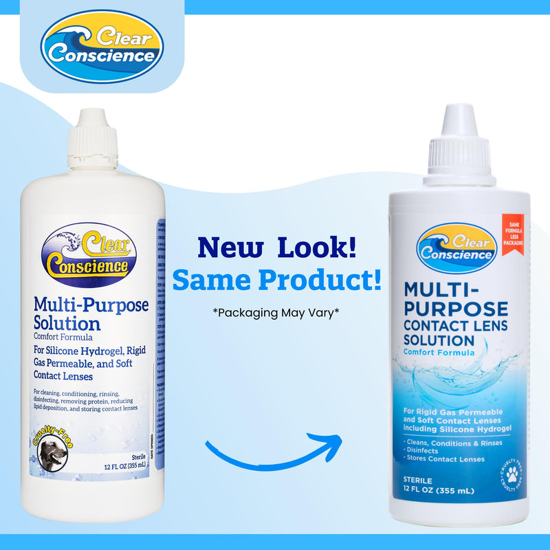 [Australia] - Cruelty-Free Contact Lens Solution 12oz - Multi Purpose Contact Solution & Contact Lens Cleaner - Eye Contact Solution, Sterile Isotonic Contact Lenses Solution by Clear Conscience 12 Fl Oz 1 