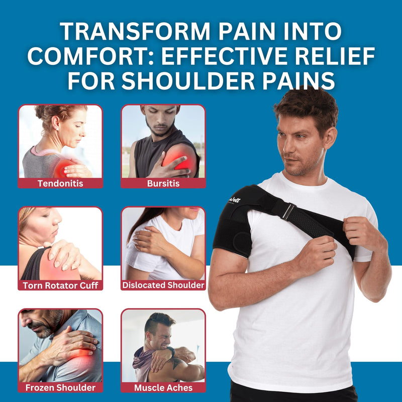 Shoulder Brace for Women & Men – Shoulder Compression Sleeve for Rotator Cuff Relief – Left/Right Support Brace with Pocket for Hot/Cold Pack – Adjustable Sling, Large