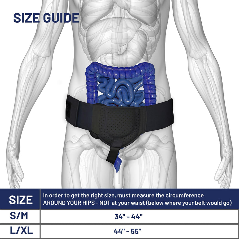 [Australia] - Everyday Medical Inguinal Hernia Support Belt for Men I Fits Left or Right Side I Post Surgery Men and Womens Hernia Support Truss for Inguinal, Groin Hernias I Adjustable Waist Strap I Black | S/M Small/Medium (34-44 IN) 