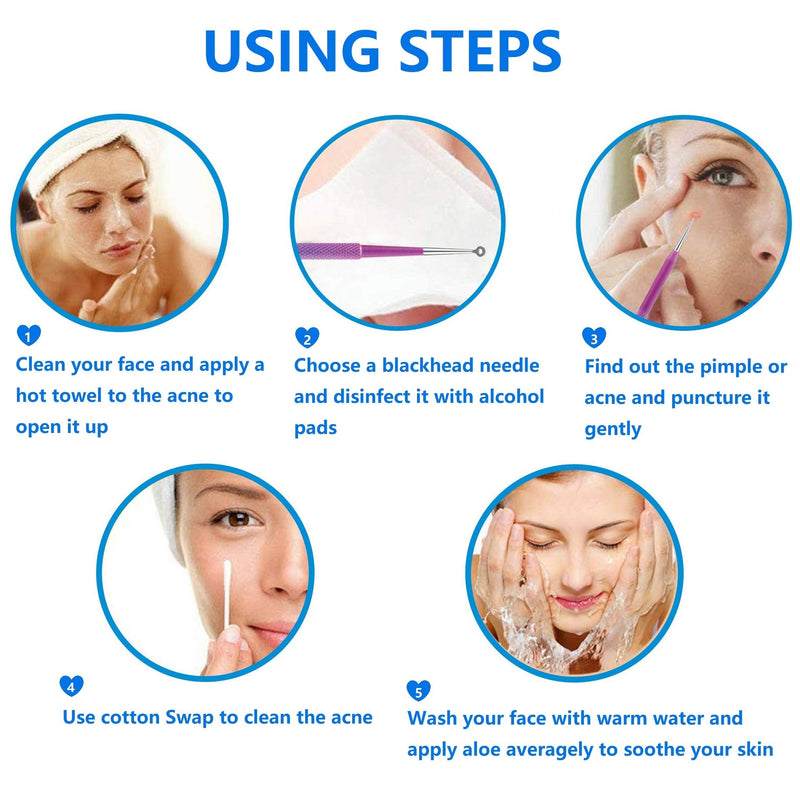 Pimple Popper Tool Kit - Ybaoo 10 Pcs Blackhead Remover Comedone Extractor Kit with Metal Case for Quick and Easy Removal of Blackheads, Zit Removing, Facial and Nose(Colorful) 1 Count (Pack of 10)