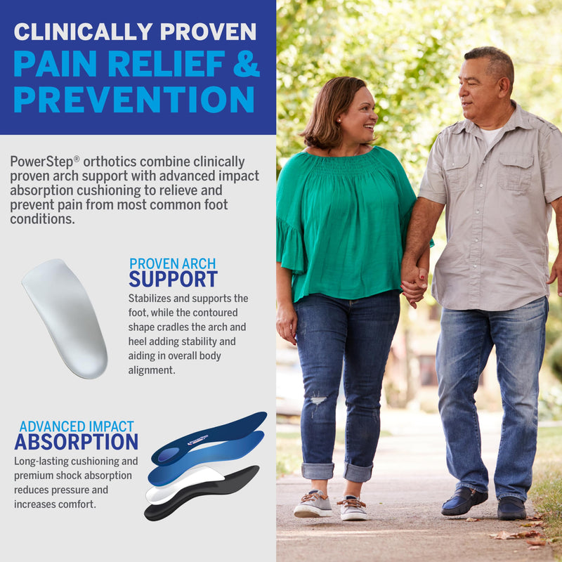 [Australia] - PowerStep ProTech Full Length Orthotic Insoles - Medical Grade Arch Support Inserts for Relieving & Preventing Plantar Fasciitis + Heel Pain - Maximum Cushioning + Memory Foam Orthotics White Men's 7-7.5 / Women's 9-9.5 