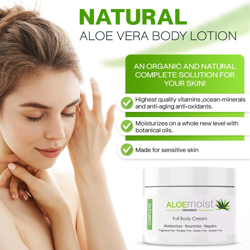 Organic Aloe Vera Face Cream & Body Moisturizing Cream, Natural Aloe Vera Lotion with Vitamin E Oil, Vitamin C, Retinol Cream, Shea Butter – Anti Aging Face Moisturizer for Women, Dry Skin (8 oz) 8 Ounce (Pack of 1)